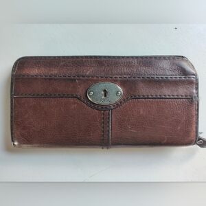 Fossil Dark Brown Leather Keyhole Womens Wallet